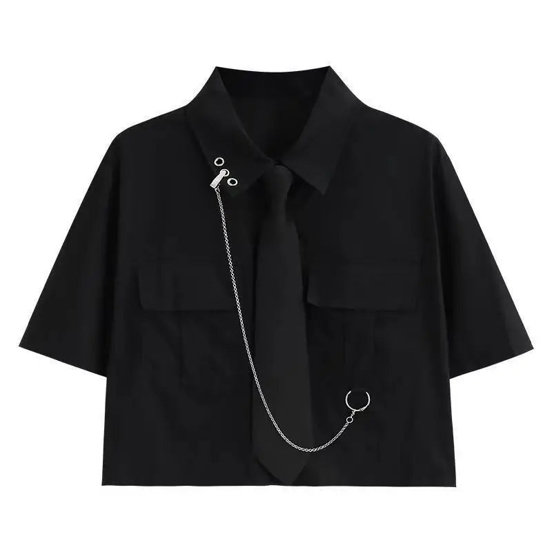 2025 Women'S Summer New in Fashion Irregular Dress Matching Set Korean Elegant Short Sleeve Shirt+Strap Skirt Two Piece Suit